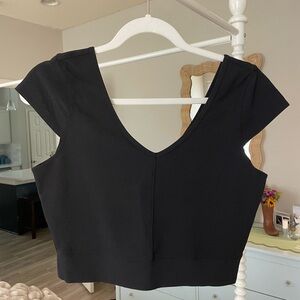 lululemon athletica Black V-Neck Crop Top